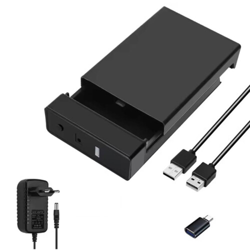 Caixa Externa para Disco Rígido HDD para SSD de 2.5 e 3.5 Polegadas, Adaptador de Caixa de Disco Rígido USB 3.0, Plugue EU