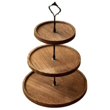 Houten Taartstand Houten Materiaal Elegante Snackschotel Multifunctioneel Tafelgerei Gedroogd Fruit Dienblad Dessertdisplay 3-Laags