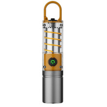 Dual Source Zoom LED Tungsten Flashlight Waterproof Telescopic Camping Work Torch Bright Outdoor Lamp with Hook