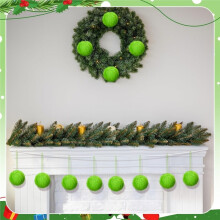 12 Piezas de Adornos Navideños de Bolas Peludas, Decoraciones para Árboles de Navidad, Pompones Colgantes para el Árbol de Navidad en Verde