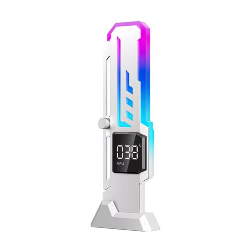 ARGB Gaming  Card Bracket with Temperature Display Magnetic Sole Metal Frame Easy to Install GPU Stand White