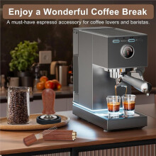 Juego de Prensadores de Espresso de 51 mm, Prensador de Café Calibrado A Presión con Resorte, Tapete de Silicona, Batidor de Espresso