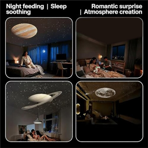 USB Projector Lamp with Clear Image Adjustable Brightness Touch Control 2-in-1 Night Light and Star Projector