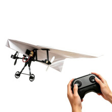 RC Paper Airplane Kit, Remote Control Plane with Gyro Stabilizer & Dual Propellers, DIY Foldable Flying Toy, STEM Toy