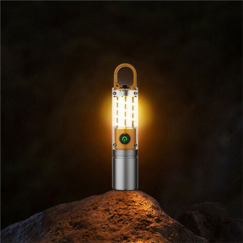 Dual Source  LED Tungsten Flashlight Waterproof Telescopic Camping Work Torch Bright Outdoor Lamp with Hook