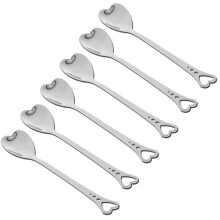 6 Pcs Stainless Steel Heart Shape Coffee Spoon Kitchen Accessories Dessert Sugar Stirring Spoons Teaspoon Dinnerware
