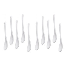 10PCS White Porcelain Egg Spoons Ceramic Spoons Coffee Spoon Dessert Spoon Mocha Dip Serving Spoon