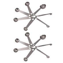 Stainless Steel Measuring Spoons Set of 14 Stackable Measure Spoon with Detachable Ring Holder
