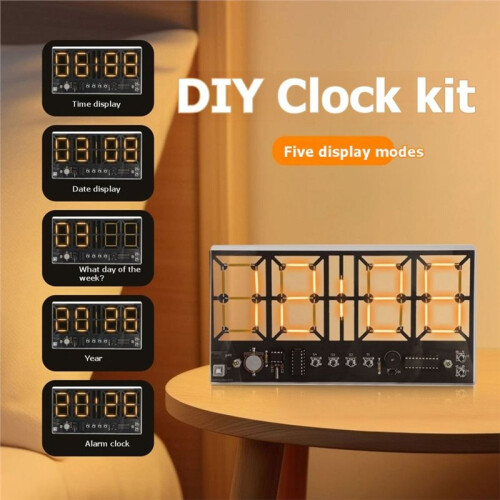 DIY Electronic Clock Kit DIY Electronic Digital Clock Soldering Kit 4-Digit LED Digital Tube for Desktop Display Module 1