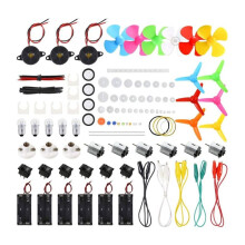 Kit de Motores de CC de 131 PCS,  Motor Eléctrico con Engranajes, Hélice de Eje, Bombillas, Sonadores de Zumbido, Bombilla y Kit de Cables