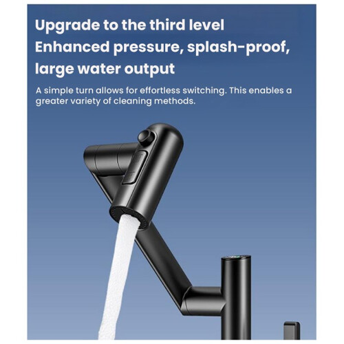 Stainless Steel Universal Rotation Faucet Ceramic Disc Valve Core Temperature Display Digital(Black) 1