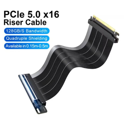PCIe 5.0 X16 Vertical GPU Riser Cable 128GB/S for RTX 50 Series ITX Gaming PC Chassis 20cm 1