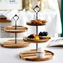Wooden Cake Stand Wooden Material Elegan Snack Dish Multifunction Tablewaret Dried Fruit Tray Dessert Display 2-Layer