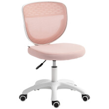 Pink Mesh Office Chair, Armless & Adjustable