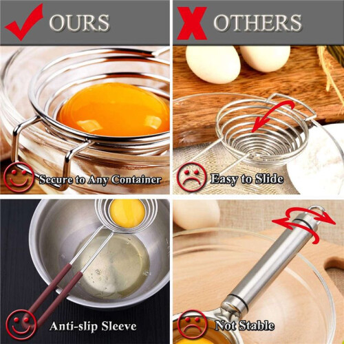 2X Egg Separator, Yolk White Separator Tool, Egg Yolk Separator Tool White Yolk Filter Eggs Sieve Fun Egg Separators 2