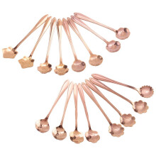 16 PièCes Ensemble en Acier Inoxydable Fleur Café CuillèRe Dessert Sucre CrèMe GlacéE en Remuant Thé Milkshake CuillèRe Ensemble pour Vaisselle