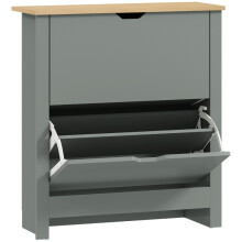 (LIGHT GREY, Engineered Wood) Slim Shoe Cabinet with 2 Flip Drawers, Light Grey