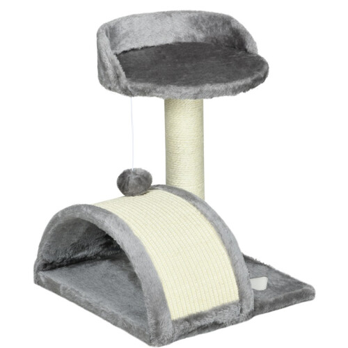 Cat Tree, Kitten Scratcher Activity Centre, with Sisal Scratching Post, Toy Ball - Grey 1