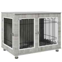 Indoor Dog Kennel w/ Soft Cushion, Double Door for Large Dogs, 106 x 74 x 81.5cm, Grey