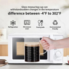Tasse à Mesurer en Verre, Poignée Isolée, Bec Verseur en V, Tasse à Mesurer en Verre Borosilicaté 1000 Ml, /1 Litre, 4 Tasses
