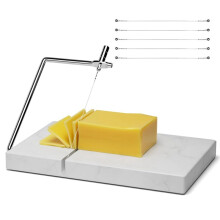 Coupe-Fromage avec 5 Fils de Coupe de Rechange, Planche en Marbre, Trancheuse à Fromage pour Outil de Cuisine