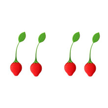 4X Loose Tea Leaf Strainer Silicone Tea Infuser Teabag Kettle Holder Spice Filter Tea Infuser Strawberry