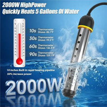 Portable Immersion Water Heater 2000W Upgraded Stainless Steel Thermostat Fast Heating for Above Ground Pool Bathtub US