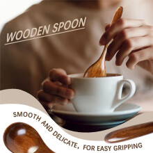 6 PCS Wooden Spoons, 6.5 Inch Small Wooden Spoons - Perfect for Soup,Eating,Scooping Jars&Canisters-Kitchen Utensils Set