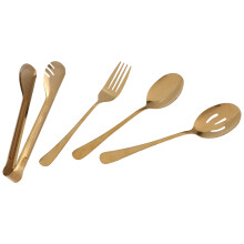 Ustensiles de Service de Couverts en Acier Inoxydable, CuillèRe de Service pour la Cuisine (Or, 8 PièCes)