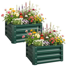Set of Two 60 x 60cm Steel Planter Boxes - Green