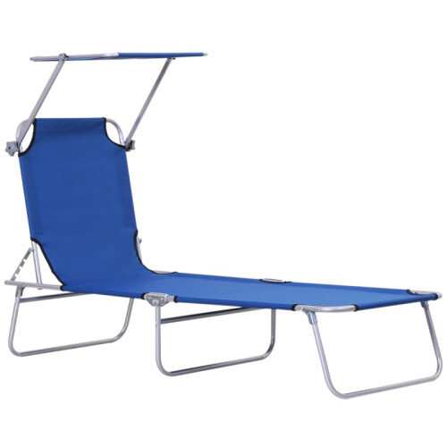 Folding Recliner with Sunshade – Azure Blue
