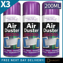 3 x COMPRESSED AIR DUSTER SPRAY 200ML CAN PROTECTS CLEANER FOR LAPTOPS KEYBOARDS
