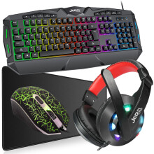 Rainbow LED USB Gaming Keyboard Mouse Headset Set For PC MAC PS4 PS5 XBOX UK
