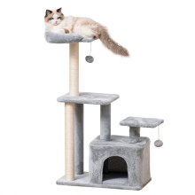 Cat Tree Tower 114cm - Light Grey