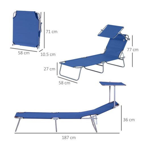 Folding Recliner with Sunshade – Azure Blue 2
