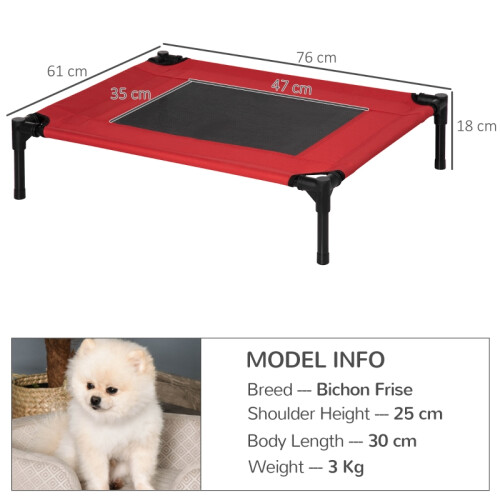 Raised Dog Bed – Elevated Pet Bed, Black & Red 2