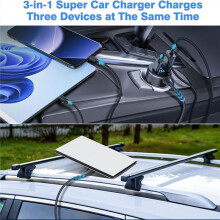 4X 3-in-1 für Starlink -Stromkabel 65 W Schnellladegerät Typ-C USB-Buchse Zigarettenanzünder mit LED-Voltmeteranzeige