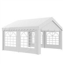 (White, Steel) 4m x 4m Heavy-Duty Marquee Tent with Sidewalls
