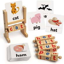 Bloques de Lectura de Madera Taithikart, Juegos de Ortografía, Tarjetas para Niños