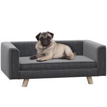 Elevated Dog Sofa Bed, with Cushion, for Medium and Small Dogs, Grey