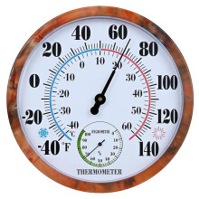 10 Inch Indoor Outdoor Thermometer Hygrometer Combo, Large Analog Temperature Humidity Gauge, Wall Mount Thermometer
