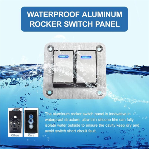 2 Gang Rocker  Panel 12V-24V  Panel 3 Pin /Off Pre-Wired Waterproof Toggle  Panel 1