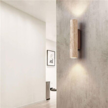 2X LED-Wandleuchte, Modern, Schlicht, Natürlich, Gelb, Travertin, Wandleuchte mit auf- und Ablicht für Schlafzimmer, Wohnzimmer, Flur