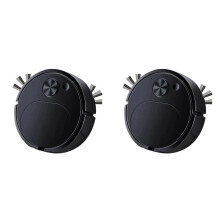 2X Aspirateurs Automatiques  Machine de Nettoyage à Chargement USB Aspirateurs Robots de Balayage et de Nettoyage Intelligents, Noirs