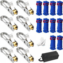 Outil de Serrage de Corde de 8 Pièces et Tendeur avec 10 Cordes Paracord - Tendeurs à Rouleau Réglables pour Camping, Bâches, Hamac