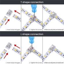10pc LED Corner Connector with Screw Fixing 24V/5A 2P 10mm L T Connector for LED Strip Single Color COB IP20