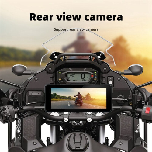 7 Inch Motorcycle Wireless Carplay & Android Auto Front Rear Camera Dual  DVR GPS Navigation Display Screen B