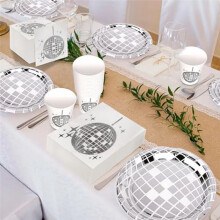 Disco Party Supplies Vaisselle Set Disco Assiette Serviette Fourchette Disco Anniversaire Rock Dance Music Party, 150 PièCes