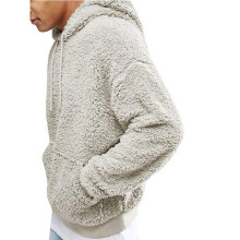 (Black, S 1pcs) Men's Plush Fleece-Lined Hoodie
