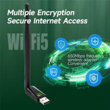Tarjeta de red WiFi 5 de 650 m, banda dual, antenas 2,4 G y 5 G, receptor de red, adaptador USB, controlador gratuito para Windows 7/8/10/11.